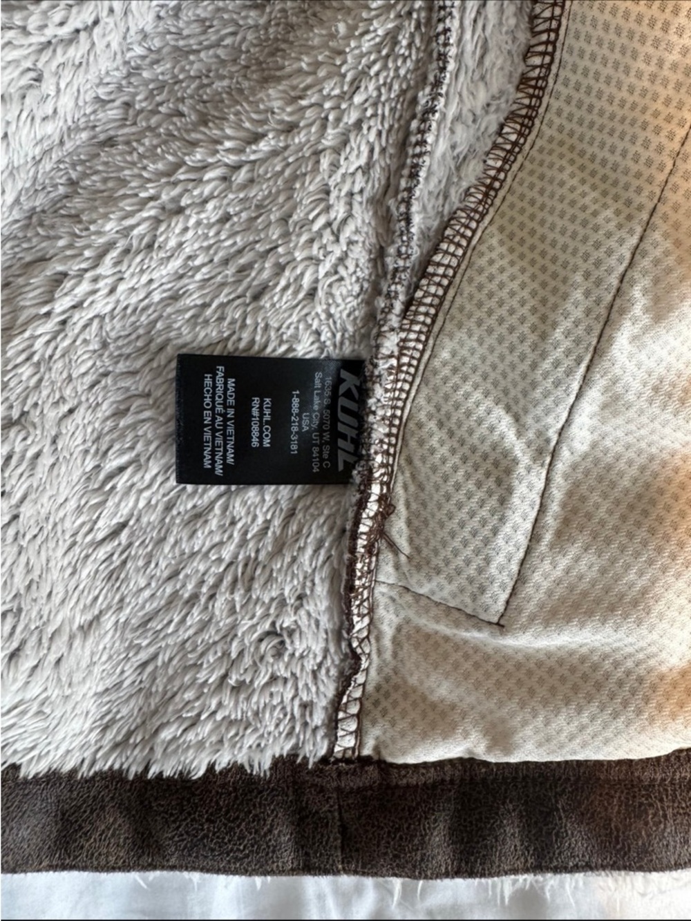 KÜHL Flight Jacket Sherpa Fleece Hooded Jacket Cream Brown Style Size Large - Picture 8 of 10